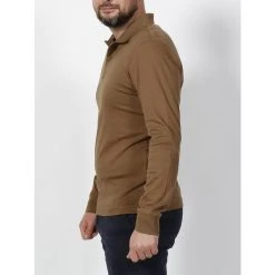 Calvin Klein Polo Manches Longues Calvin Klein Smooth Cotton Slim Ls Polo Brown 7-227 -NASA shop B2CD 757